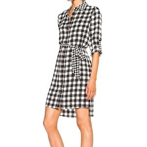 Diane Von Furstenberg Prita Black and White Checkered Shirt Dress